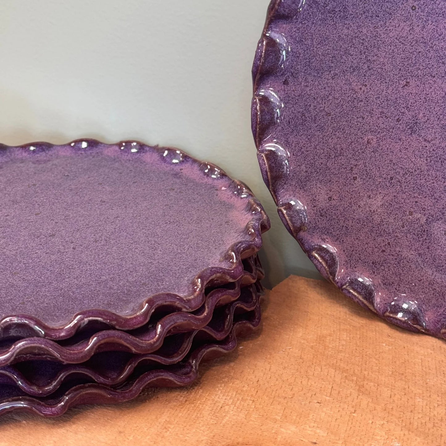 Ceramic Frill Plates in Mulberry