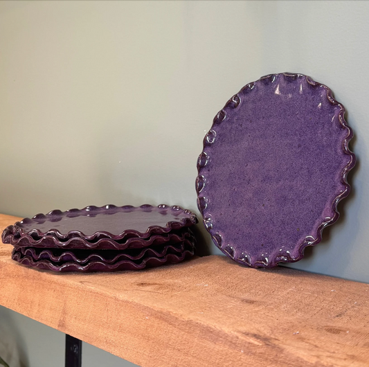 Ceramic Frill Plates in Mulberry