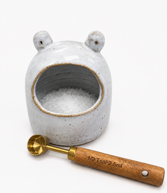Handmade Salty Frog – Ceramic Salt Cellar with Spoon