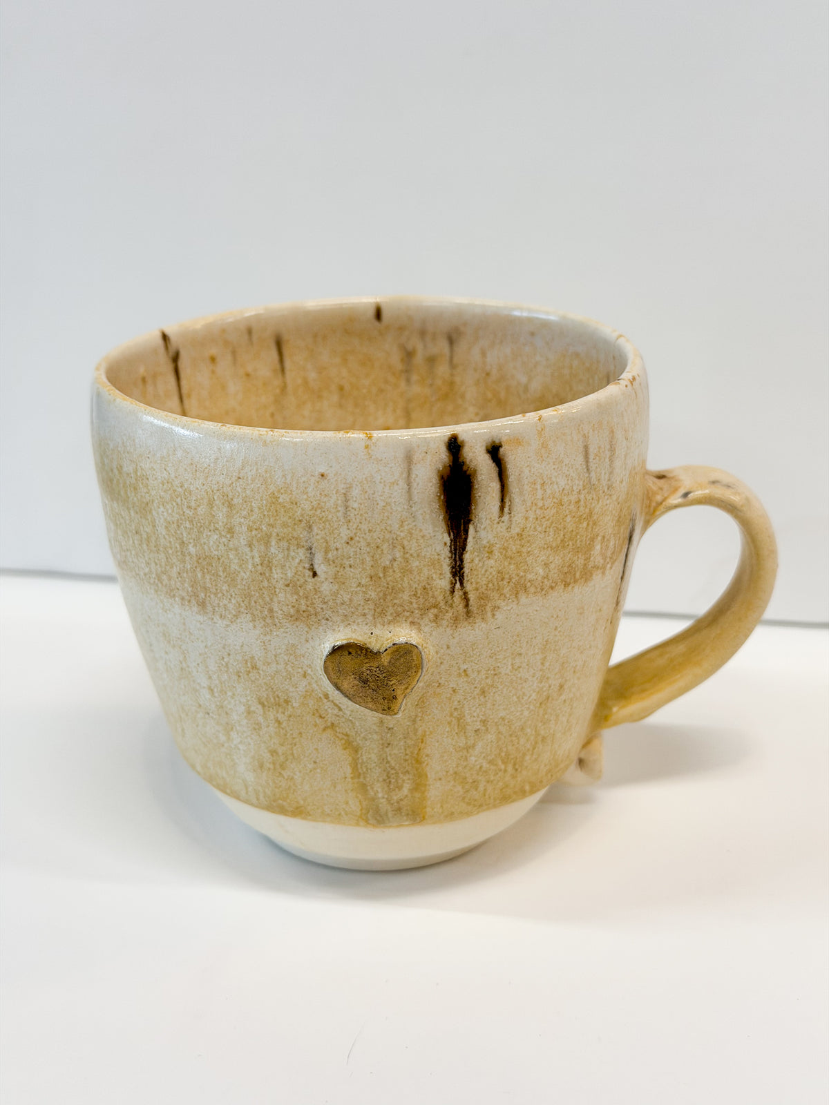 Handmade Ceramic Heart Cup with Gold Lustre | Stoneware Coffee Mug