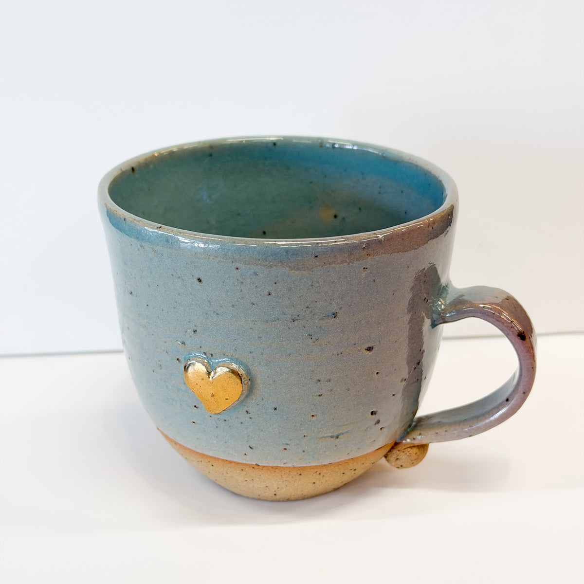 Handmade Ceramic Heart Cup with Gold Lustre | Stoneware Coffee Mug